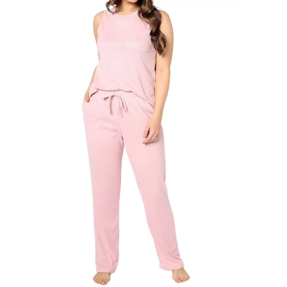 Bumblebella by Jill Martin Dreamy Pointelle Tank Pant Set Blush,XL A636278